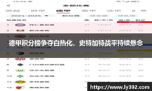 德甲积分榜争夺白热化，史特加特战平持续悬念