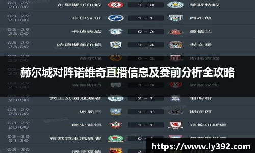 赫尔城对阵诺维奇直播信息及赛前分析全攻略